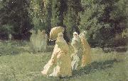 Cesare Biseo The Favorites from the Harem in the Park oil